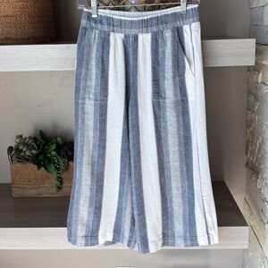 Cloth & Stone 100% Cotton Linen Ankle Pants w Elastic Waistband